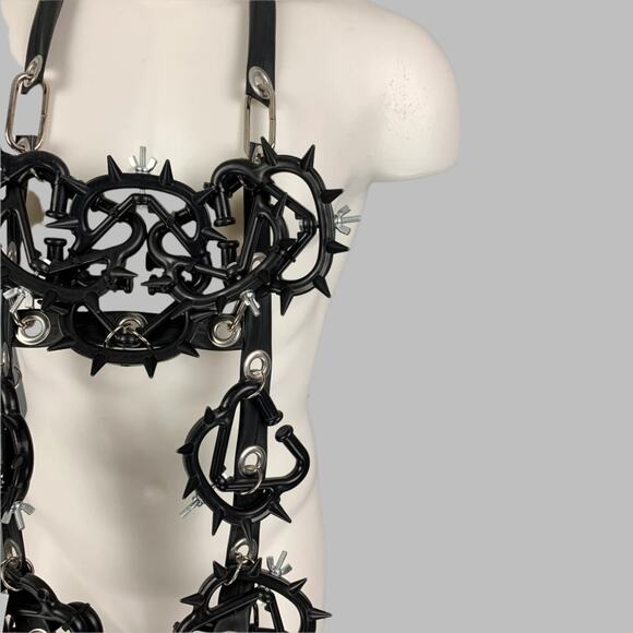 COMME des GARCONS HOMME FW 2019 Black Silver PVC Rubber Harness Necklace - Picture 3 of 5